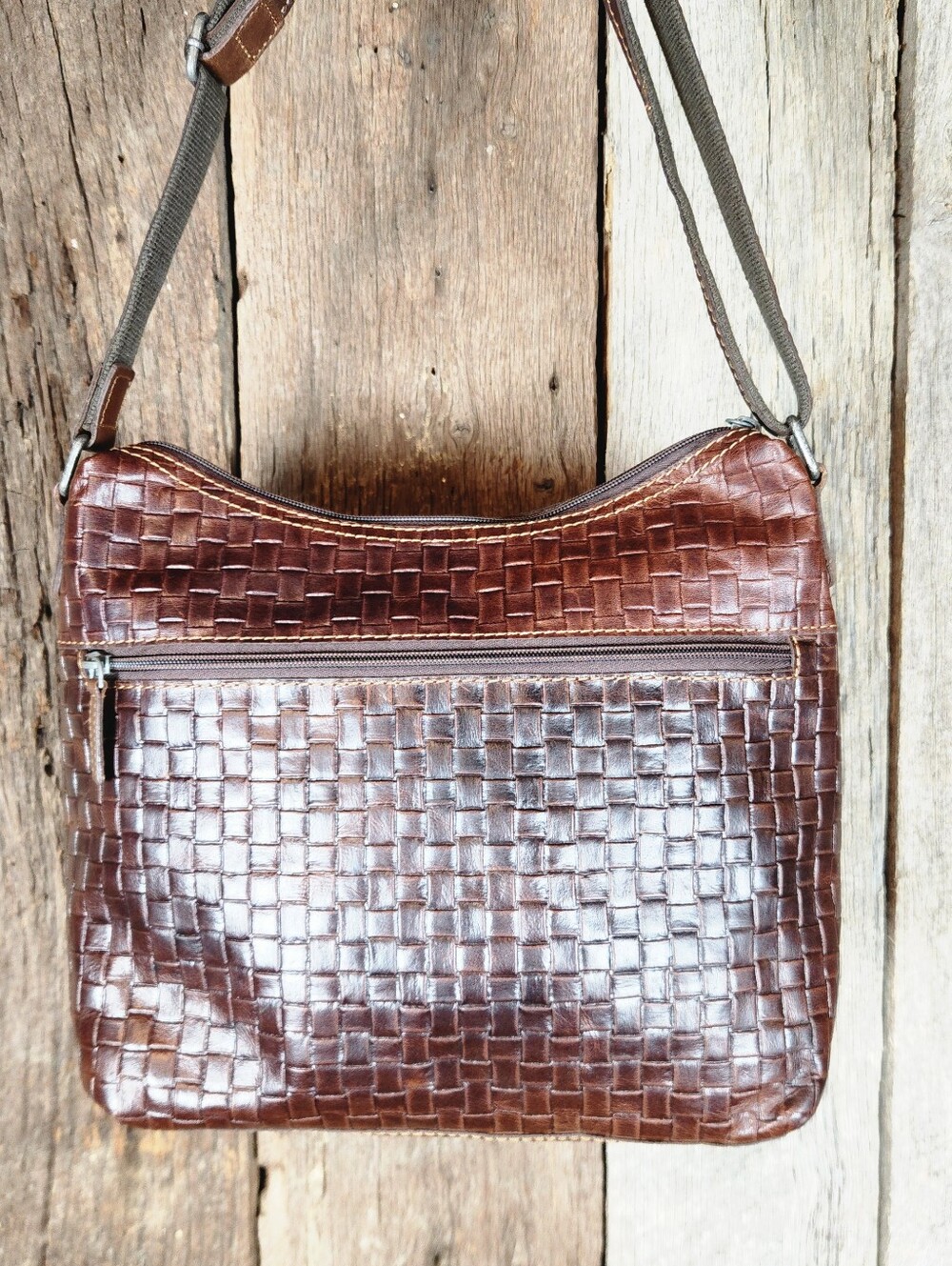 Jack Gorges Woven‎ Leather Crossbody Bag - Brown